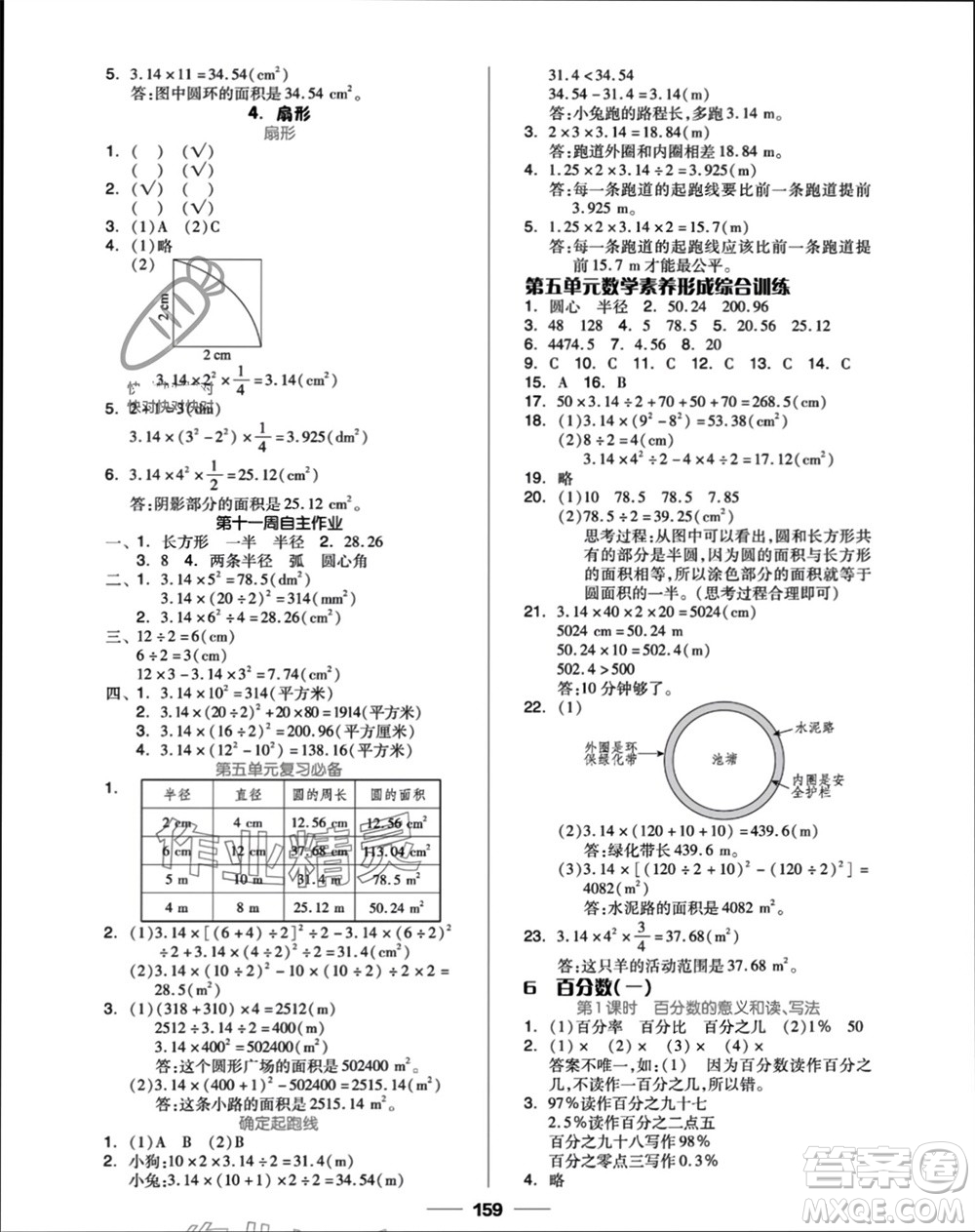 山東科學技術出版社2023年秋新思維伴你學六年級數學上冊人教版參考答案