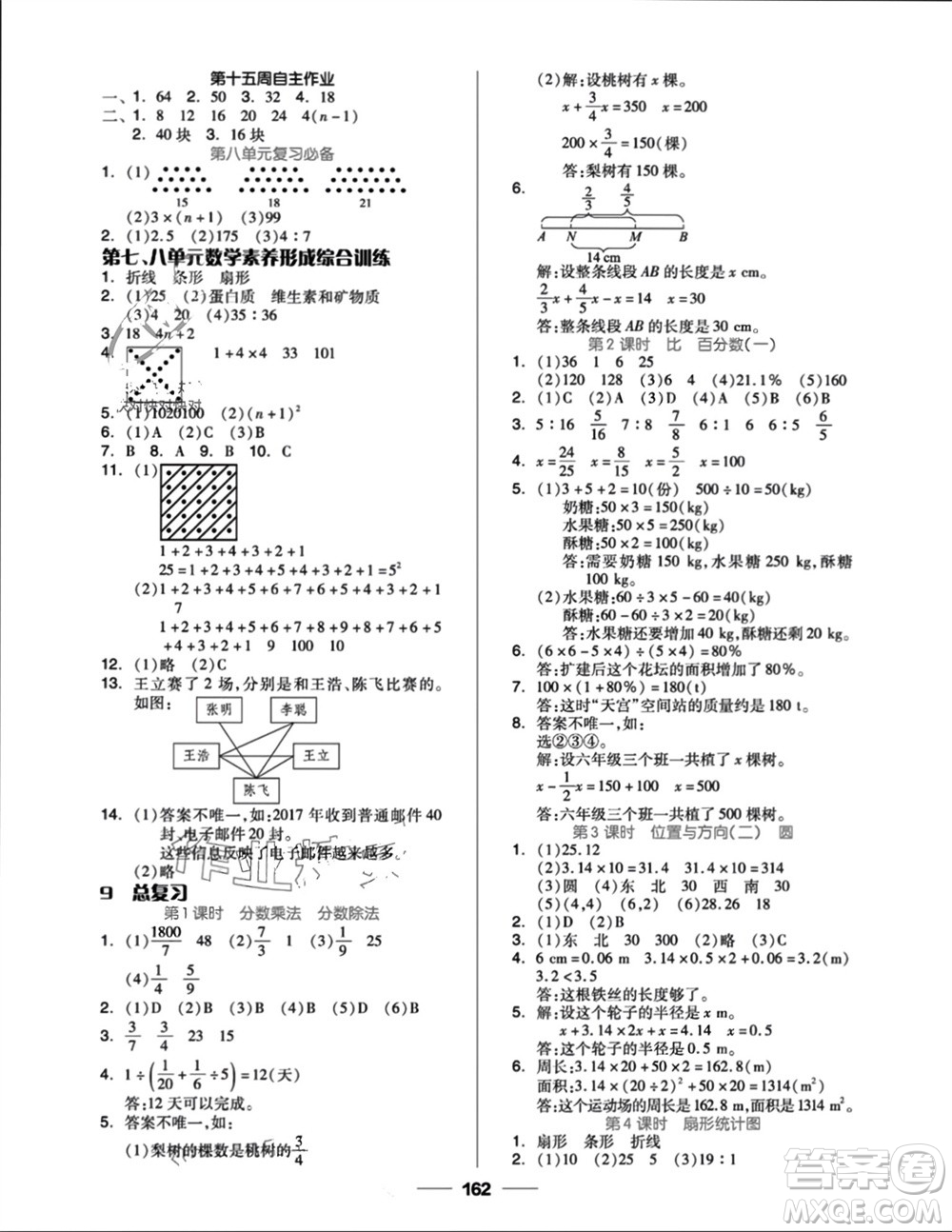 山東科學技術出版社2023年秋新思維伴你學六年級數學上冊人教版參考答案