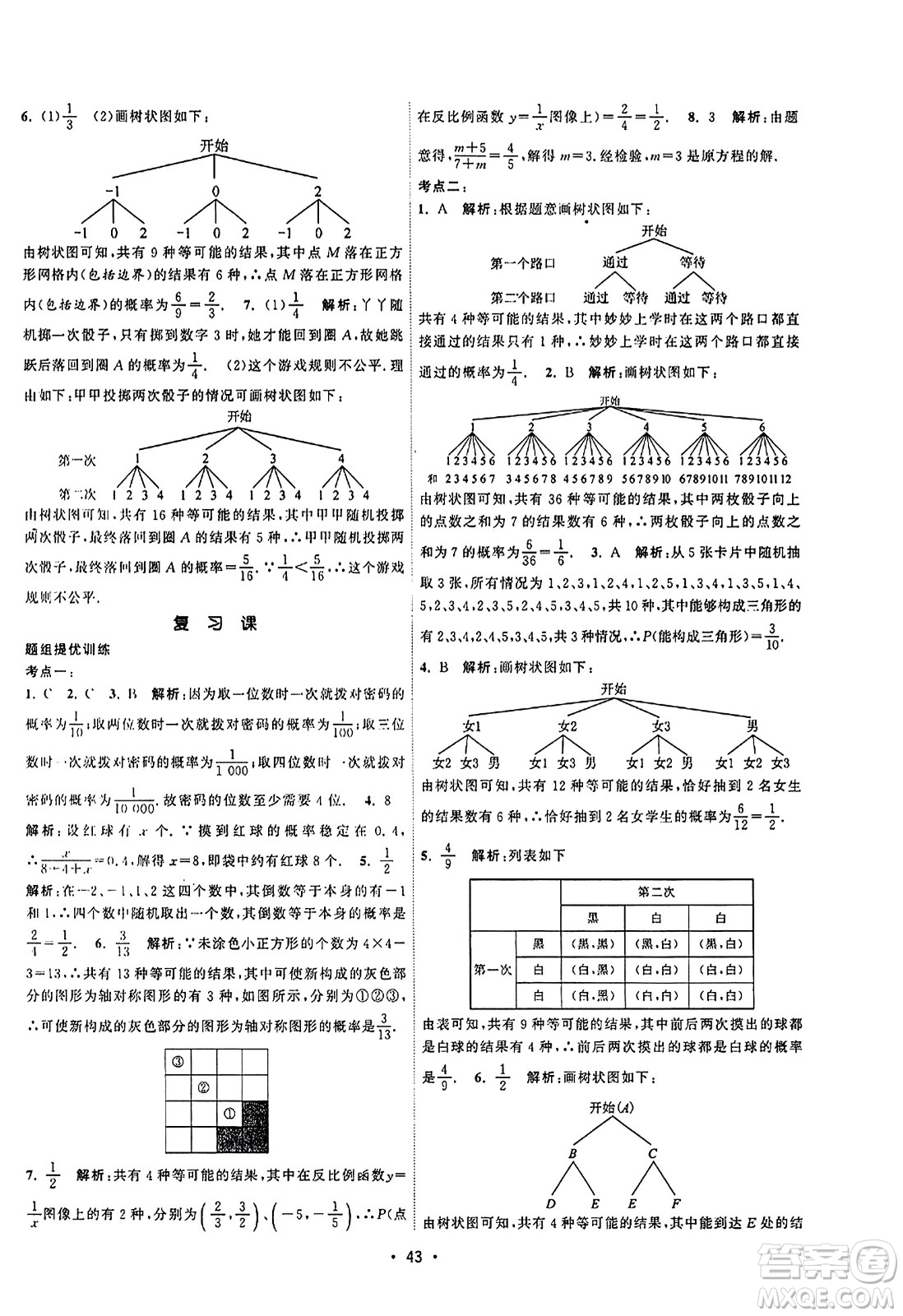 江蘇人民出版社2023年秋課時(shí)提優(yōu)計(jì)劃作業(yè)本九年級(jí)數(shù)學(xué)上冊蘇科版答案