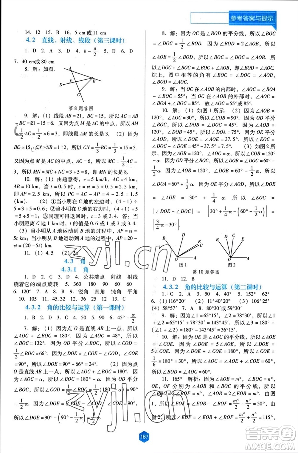 遼海出版社2023年秋新課程能力培養(yǎng)七年級(jí)數(shù)學(xué)上冊(cè)人教版大連專版參考答案