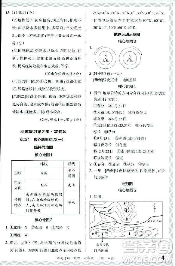 江西人民出版社2023年秋王朝霞各地期末試卷精選七年級(jí)地理上冊(cè)人教版河南專版答案