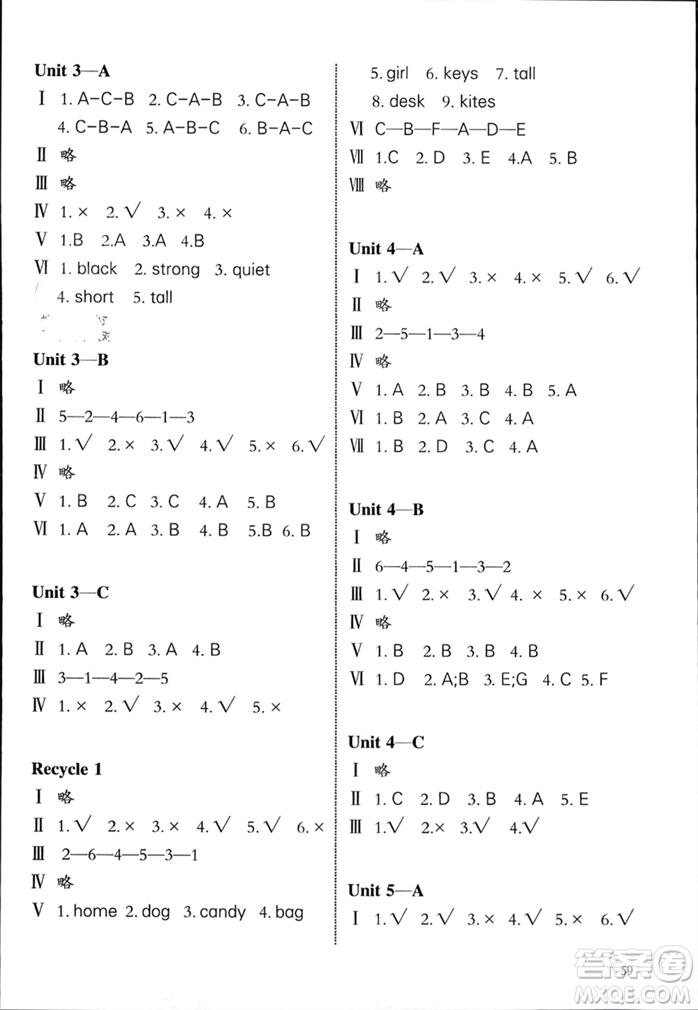 合肥工業(yè)大學(xué)出版社2023年秋小學(xué)英語課堂練習(xí)四年級英語上冊通用版參考答案