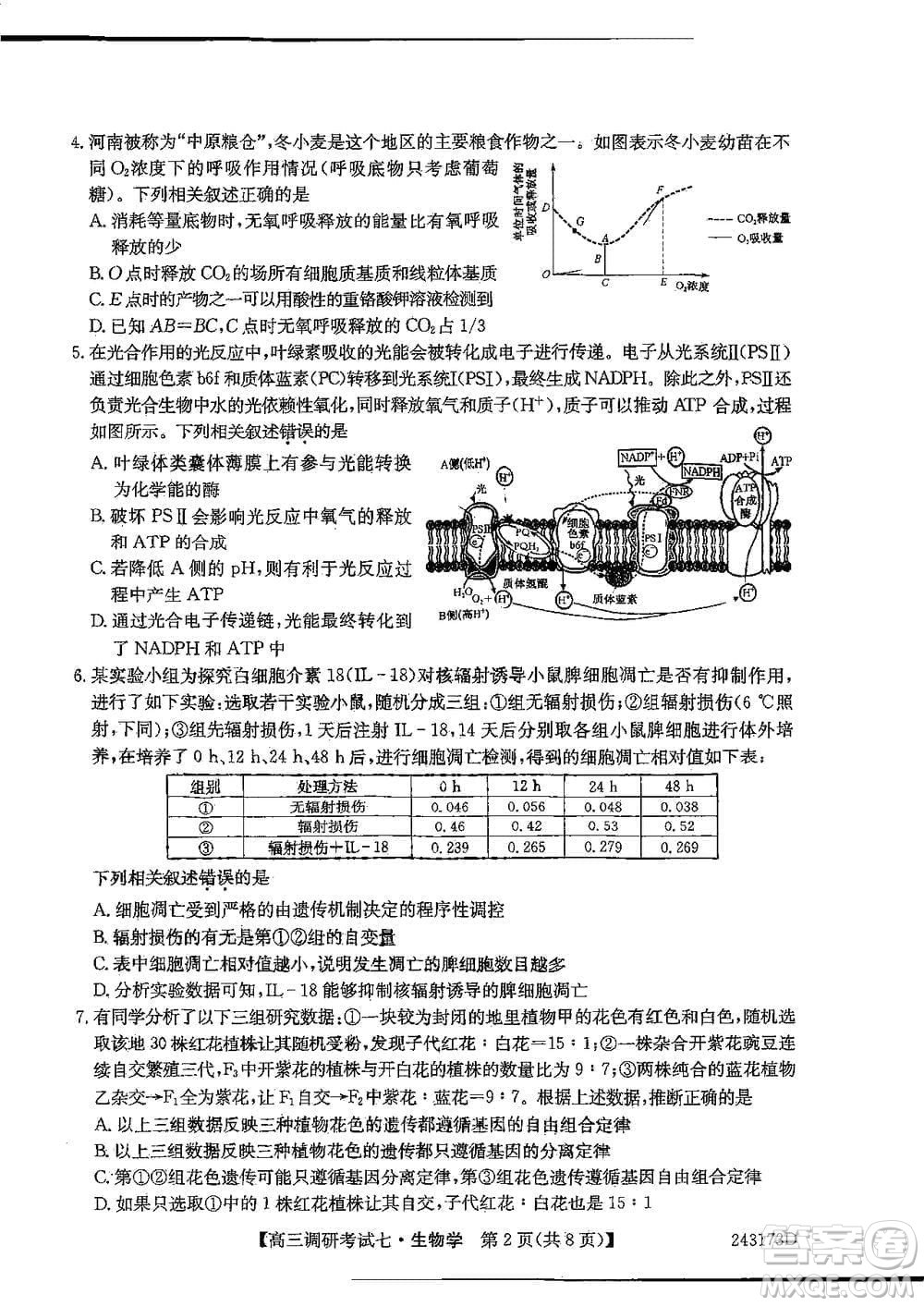 2024屆高三上學(xué)期11月TOP二十名校調(diào)研考試七生物參考答案