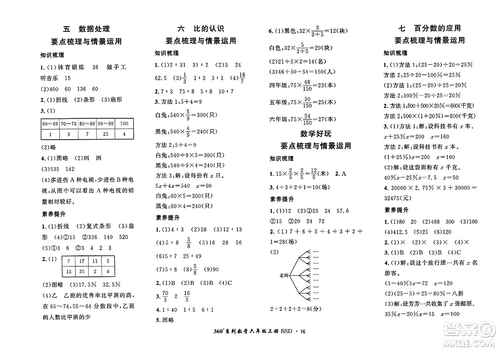 吉林教育出版社2023年秋黃岡360度定制密卷六年級(jí)數(shù)學(xué)上冊(cè)北師大版答案