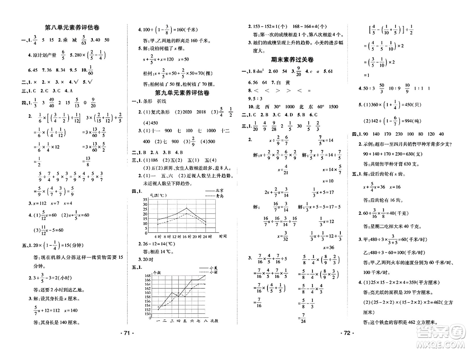 新疆青少年出版社2023年秋同行課課100分過(guò)關(guān)作業(yè)五年級(jí)數(shù)學(xué)上冊(cè)青島版答案