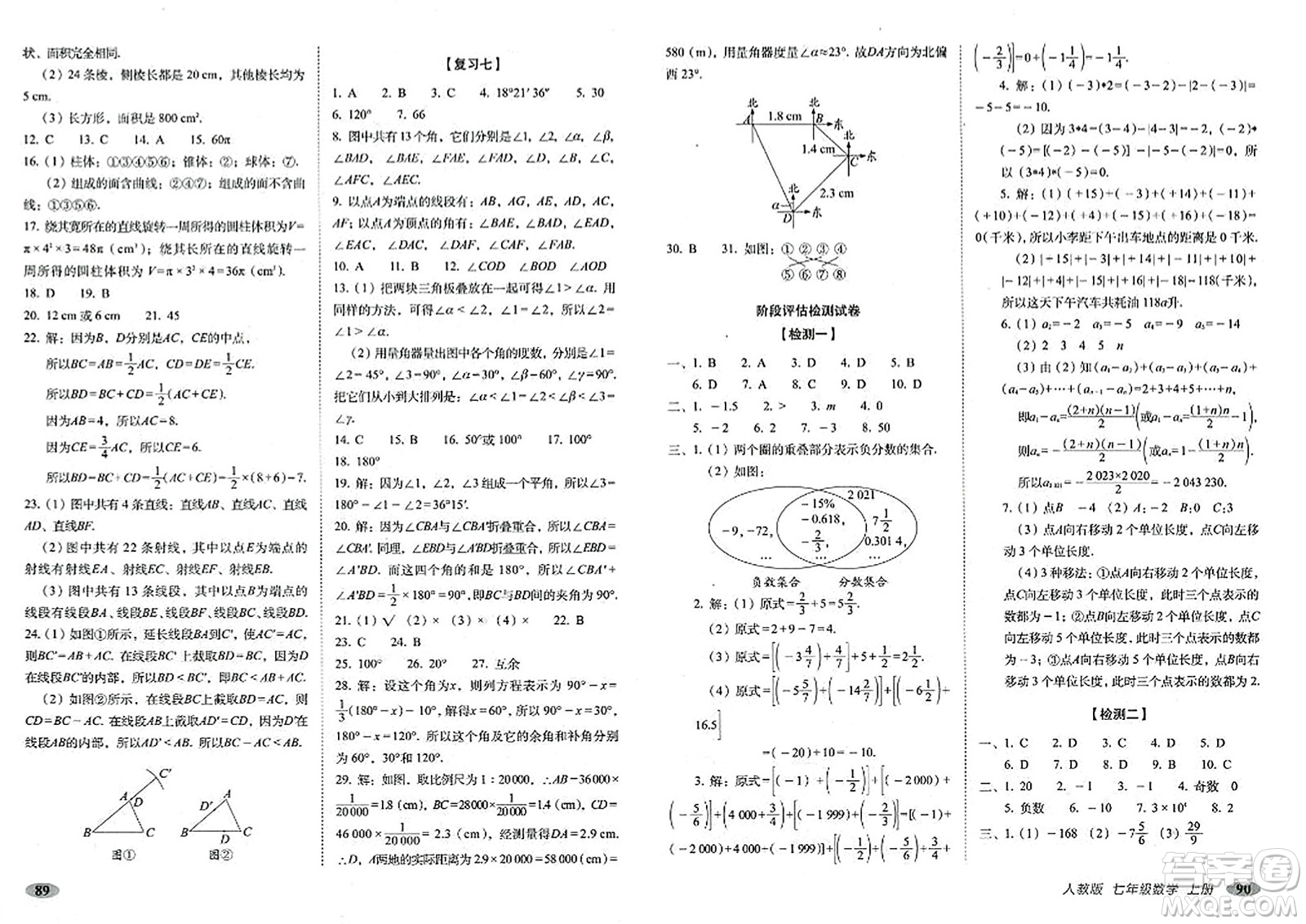 長(zhǎng)春出版社2023年秋聚能闖關(guān)100分期末復(fù)習(xí)沖刺卷七年級(jí)數(shù)學(xué)上冊(cè)人教版答案