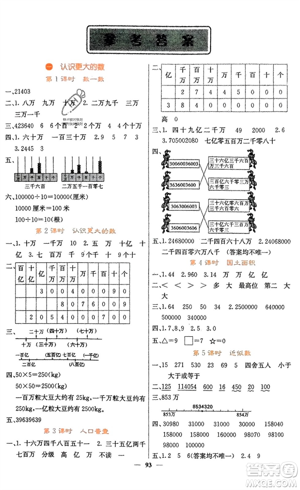 四川大學(xué)出版社2023年秋課堂點睛四年級數(shù)學(xué)上冊北師大版參考答案