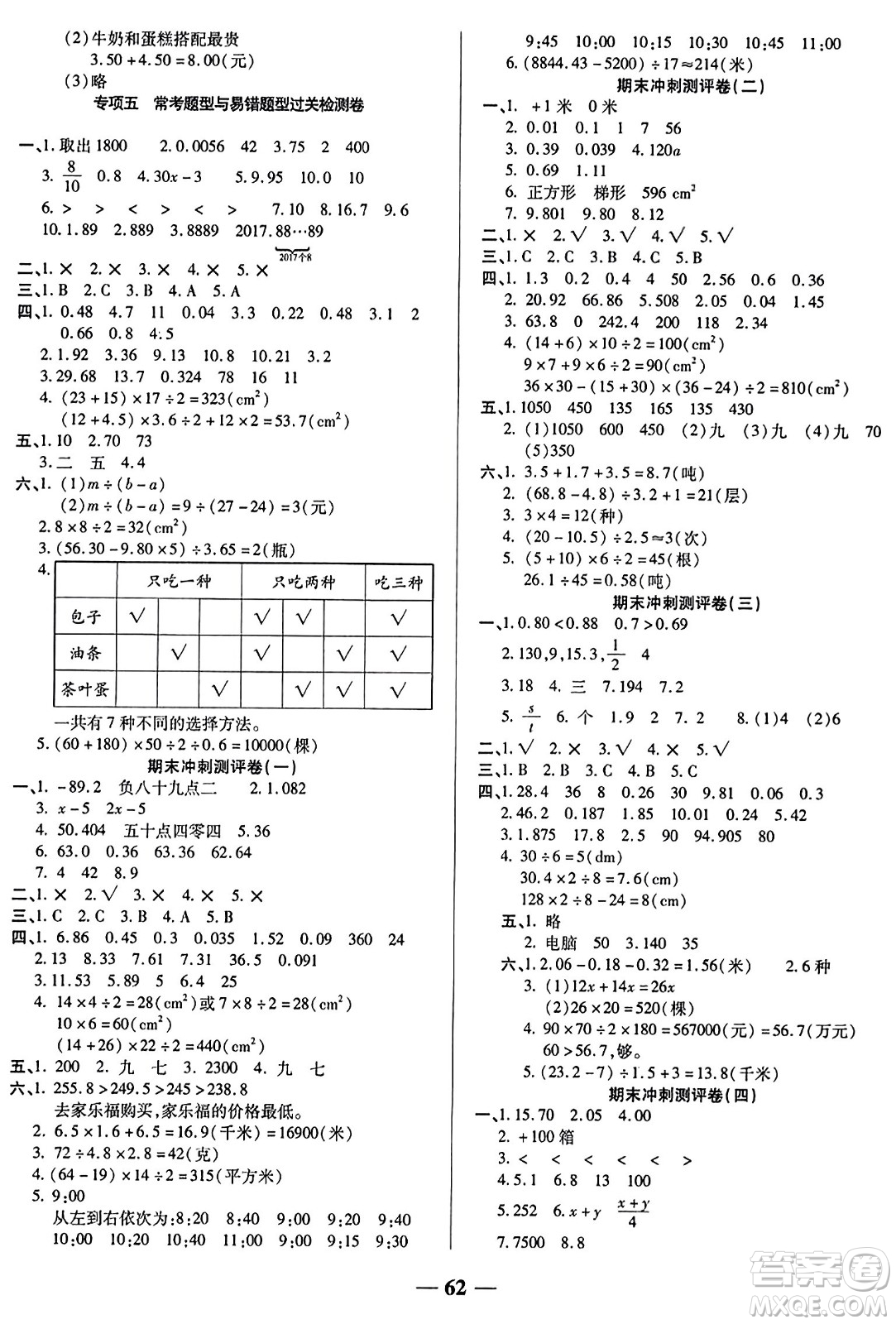 天津科學(xué)技術(shù)出版社2023年秋期末沖刺優(yōu)選卷五年級數(shù)學(xué)上冊蘇教版答案