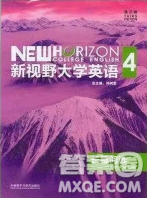 外語教學(xué)與研究出版社新視野大學(xué)英語4第三版長篇閱讀答案