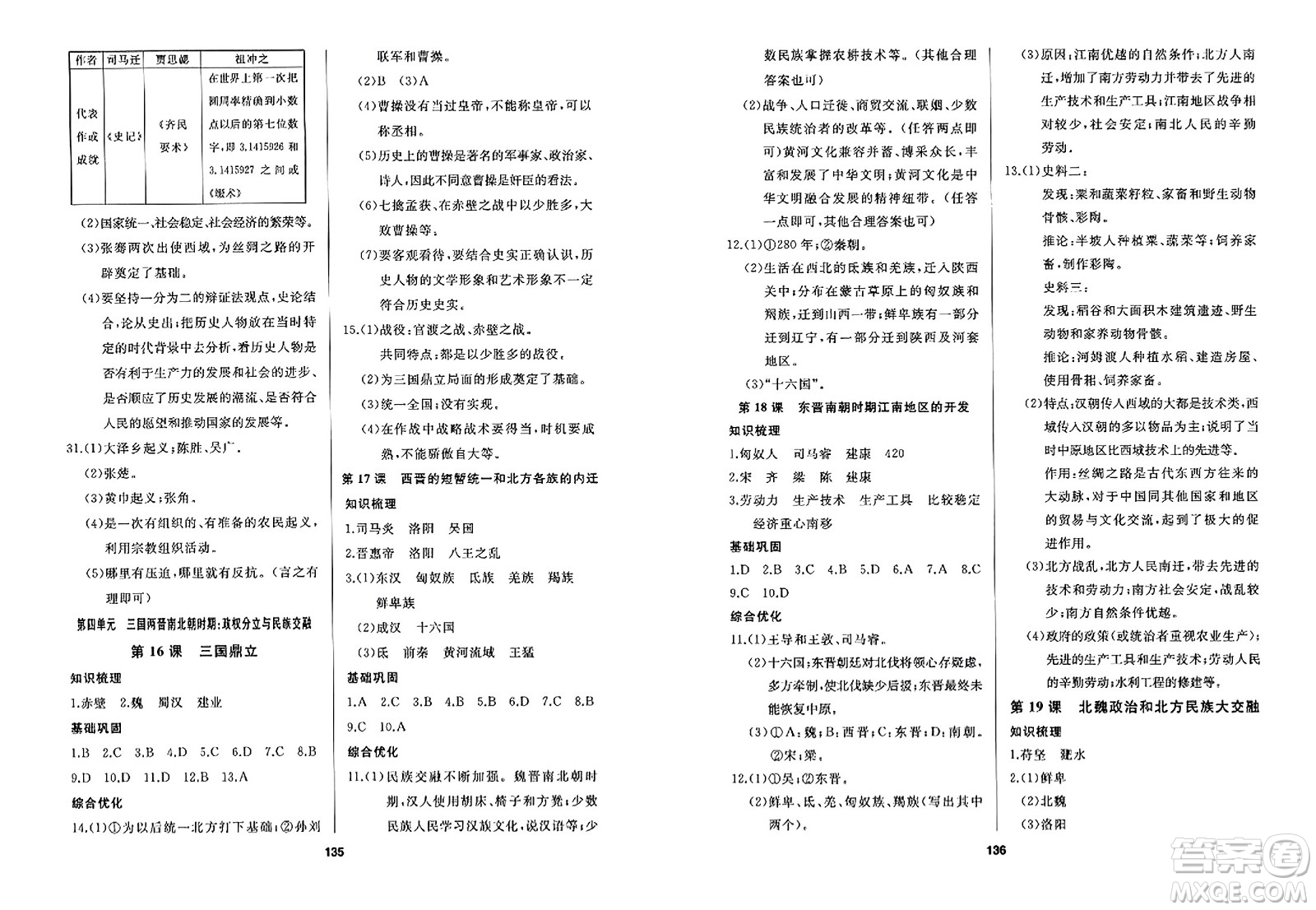 延邊人民出版社2023年秋試題優(yōu)化課堂同步七年級歷史上冊人教版答案