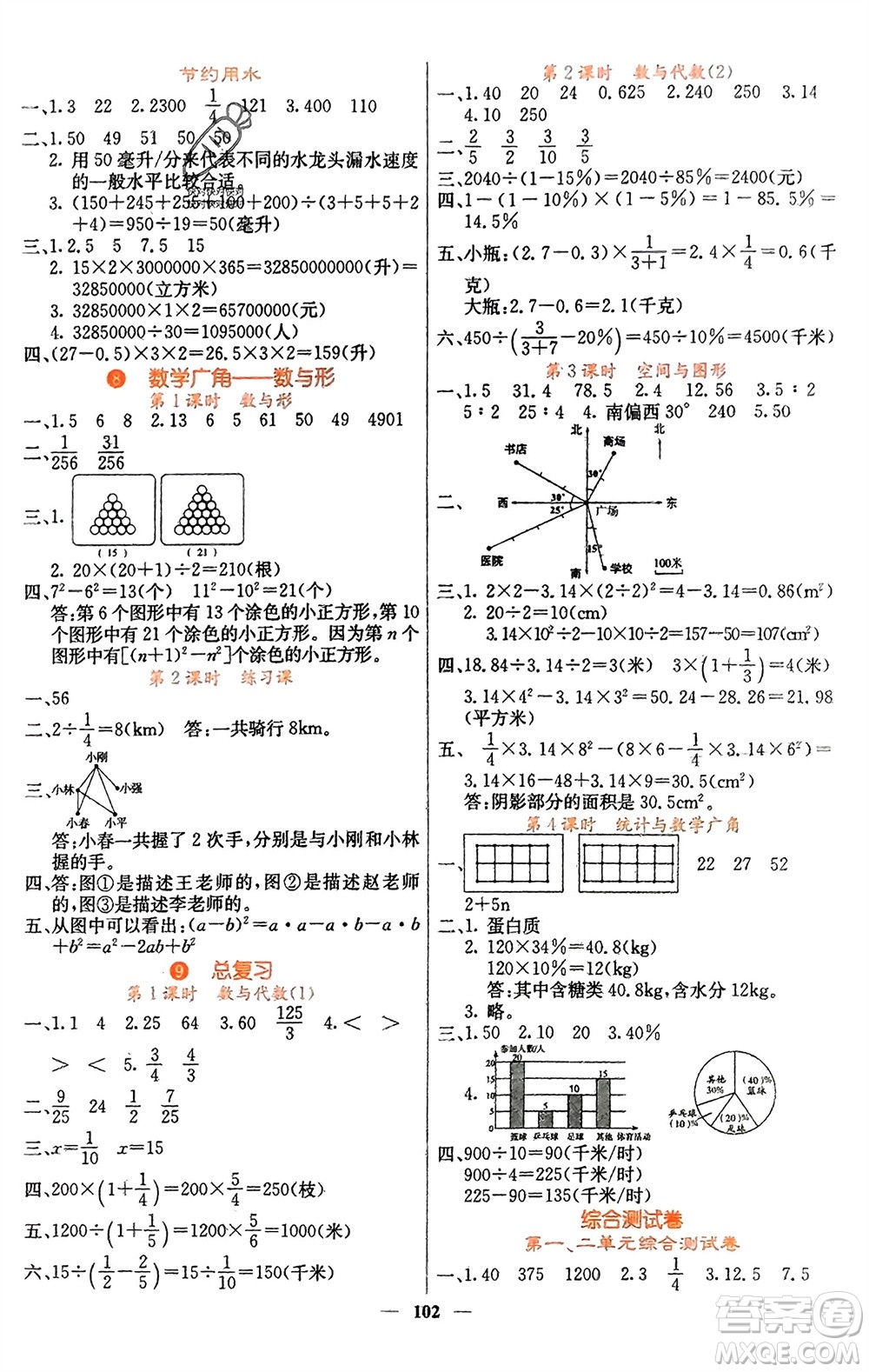 四川大學(xué)出版社2023年秋課堂點睛六年級數(shù)學(xué)上冊人教版湖南專版參考答案