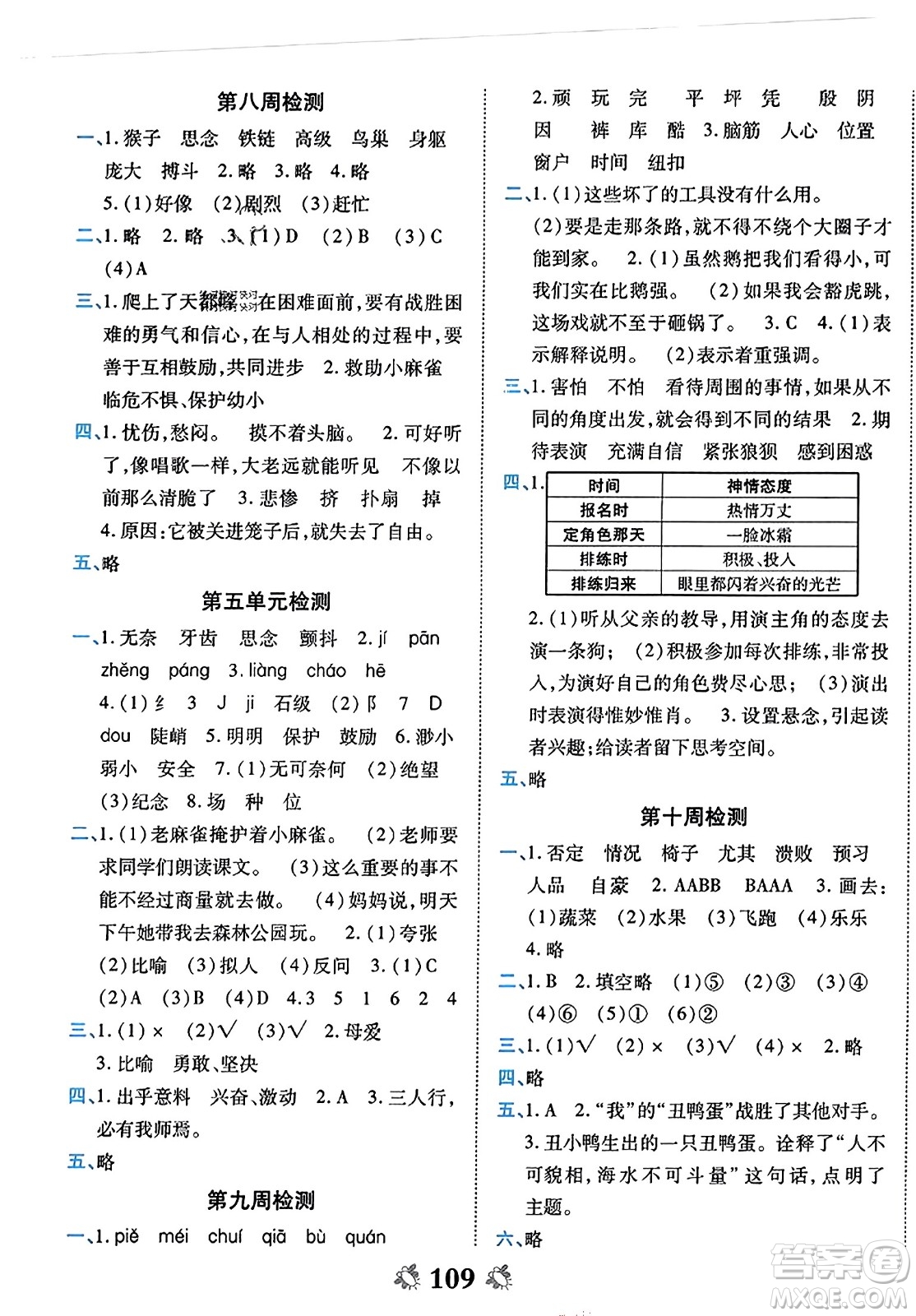 中州古籍出版社2023年秋全能練考卷四年級(jí)語(yǔ)文上冊(cè)人教版答案