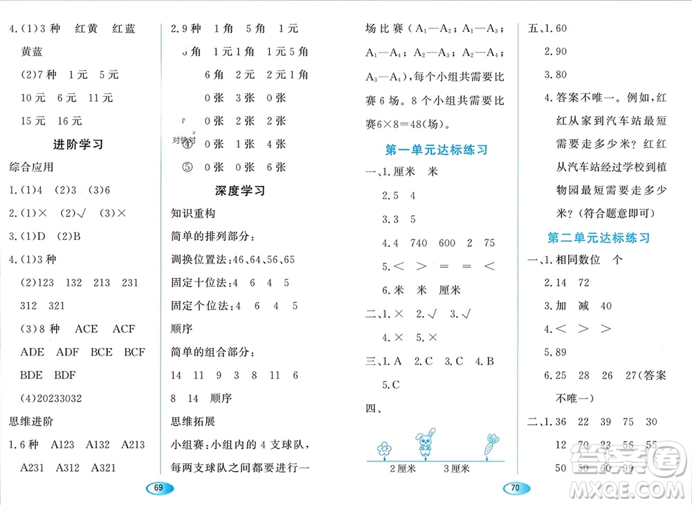 黑龍江教育出版社2023年秋資源與評(píng)價(jià)二年級(jí)數(shù)學(xué)上冊(cè)人教版參考答案