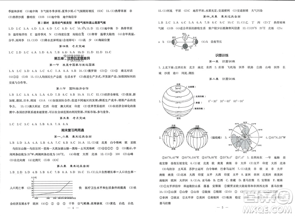 中華地圖學(xué)社2023年秋課堂點(diǎn)睛七年級(jí)地理上冊(cè)湘教版參考答案