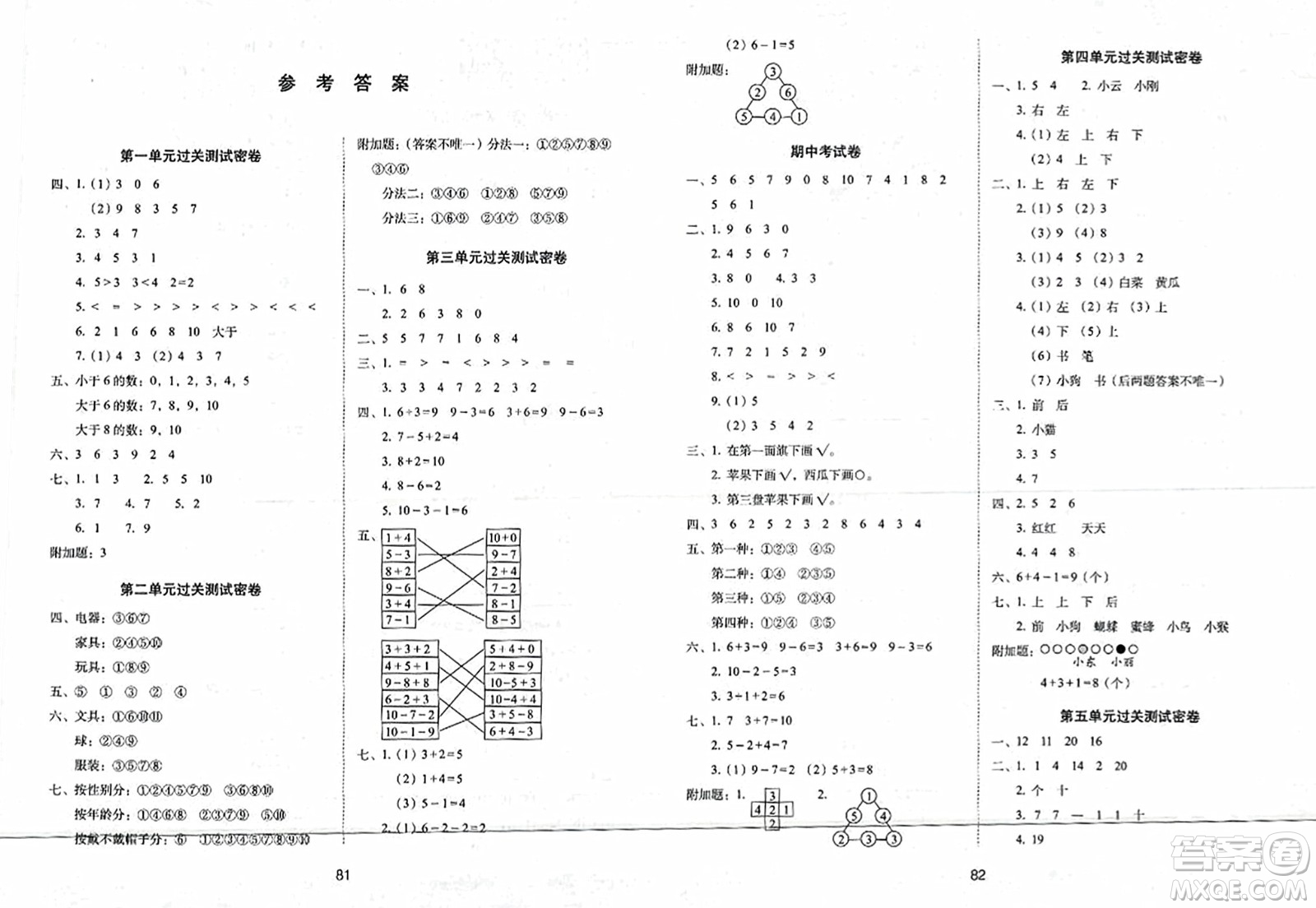 長春出版社2023年秋期末沖刺100分完全試卷一年級數(shù)學(xué)上冊青島版答案