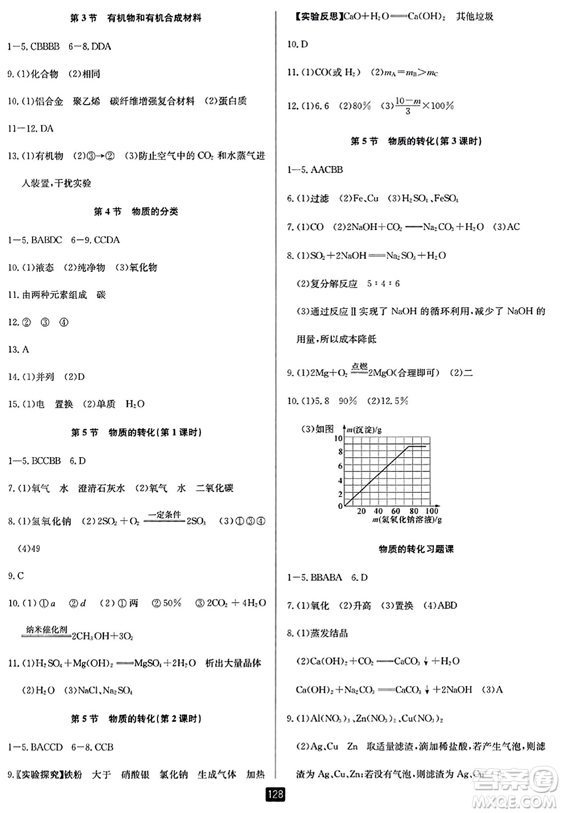 延邊人民出版社2023年秋勵(lì)耘書業(yè)勵(lì)耘新同步九年級科學(xué)全一冊浙教版答案