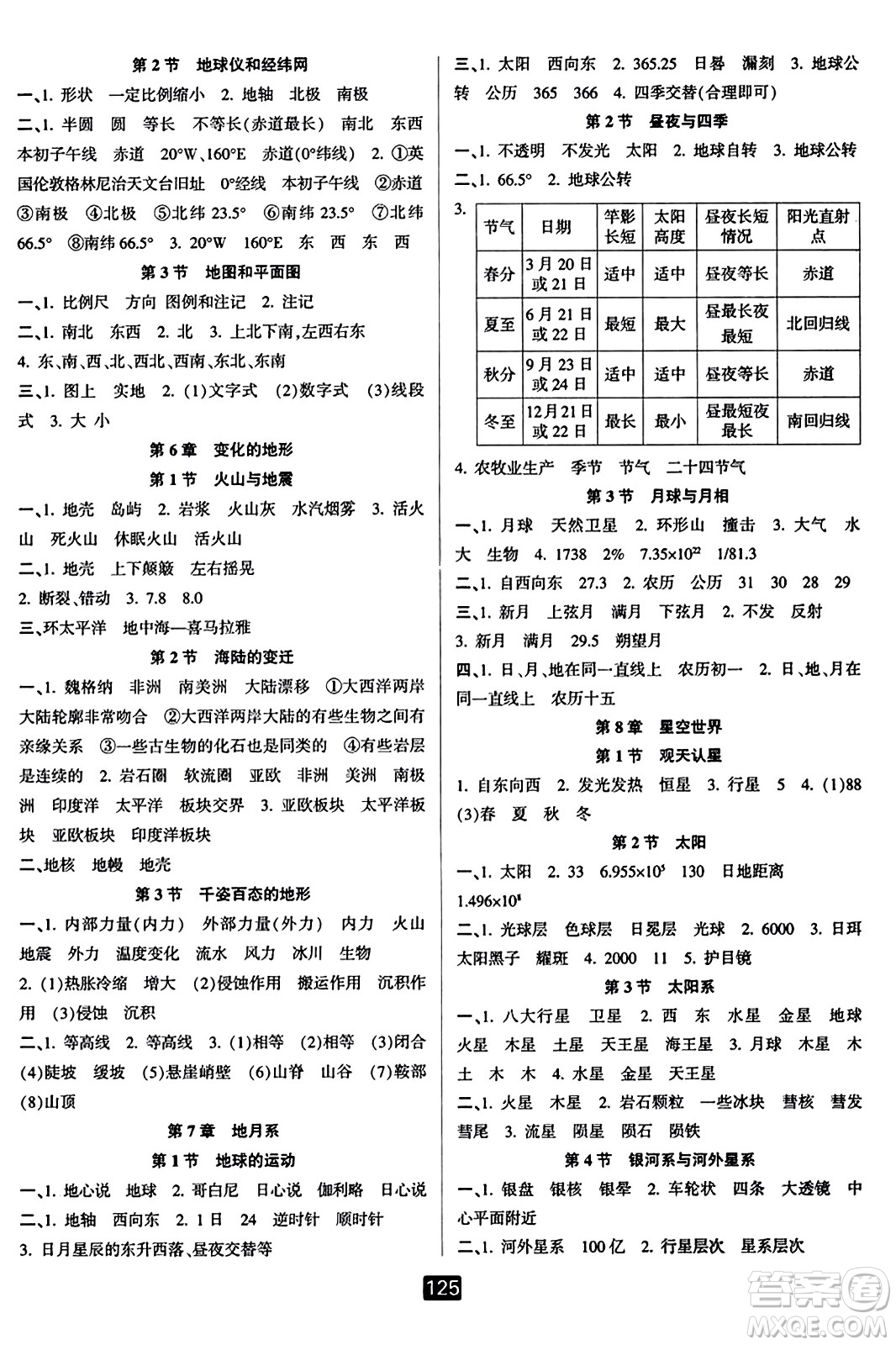 延邊人民出版社2023年秋勵耘書業(yè)勵耘新同步七年級科學上冊華師大版答案