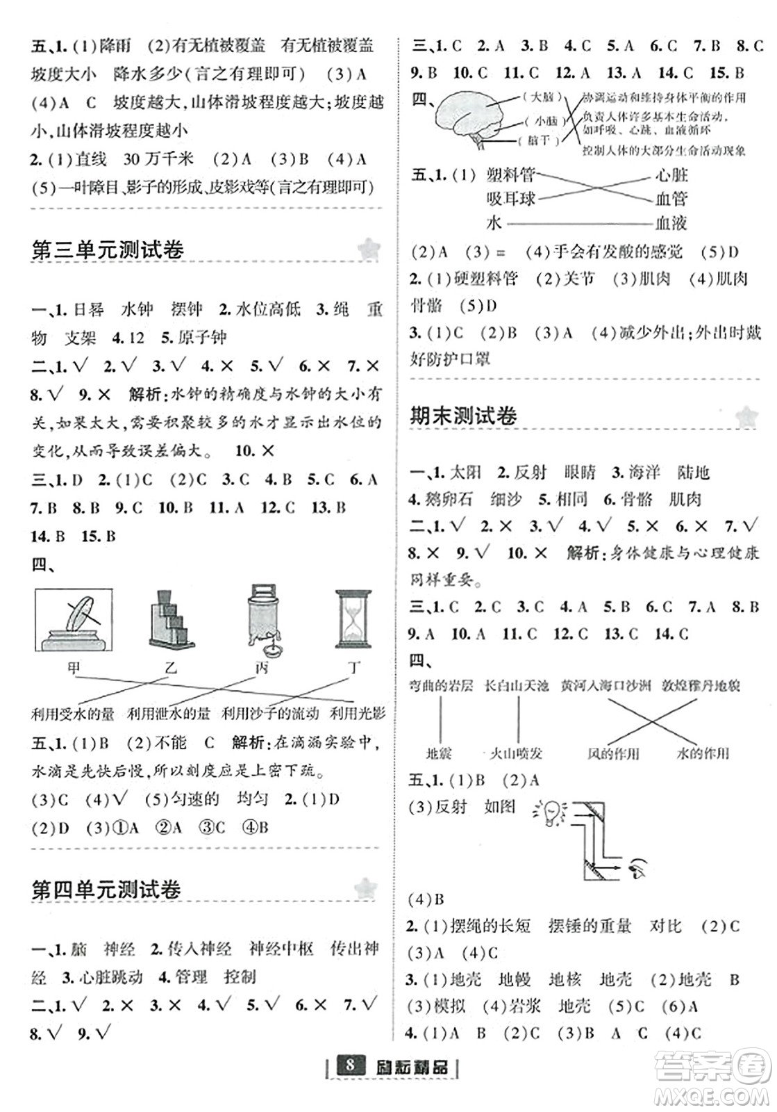 延邊人民出版社2023年秋勵(lì)耘書(shū)業(yè)勵(lì)耘新同步五年級(jí)科學(xué)上冊(cè)教科版答案