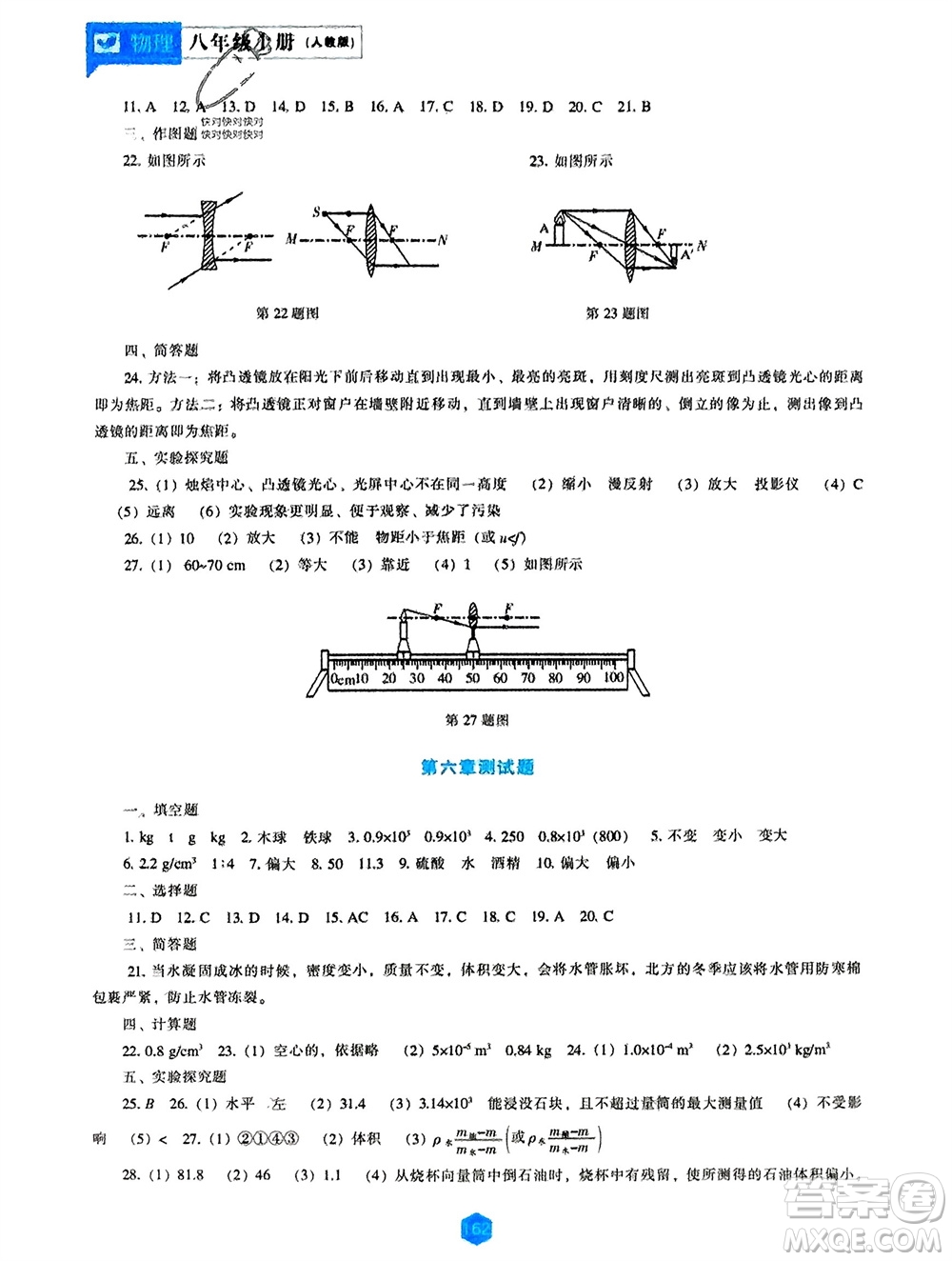 遼海出版社2023年秋新課程物理能力培養(yǎng)八年級上冊人教版參考答案