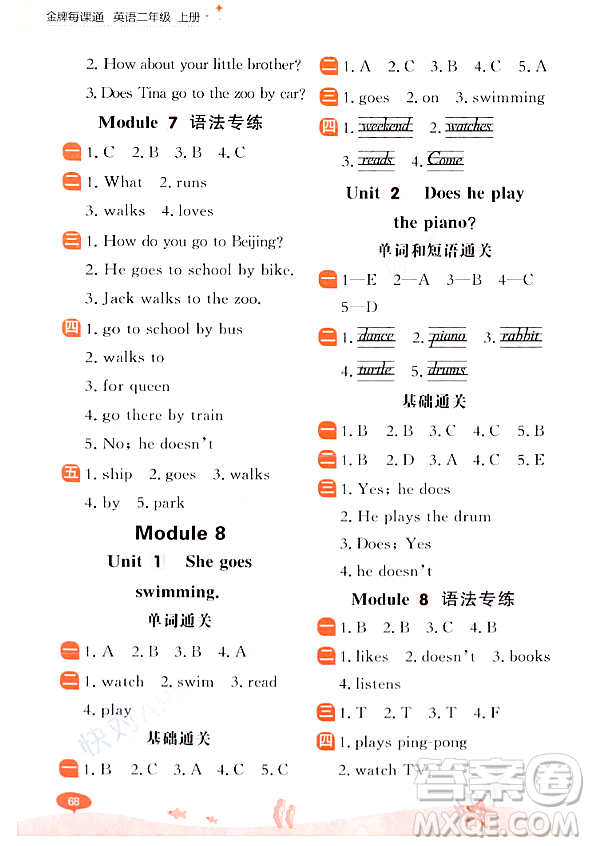 大連出版社2023年秋點(diǎn)石成金金牌每課通二年級英語上冊外研版答案