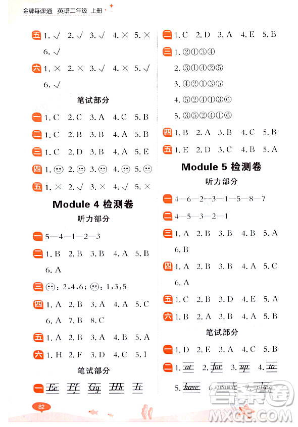 大連出版社2023年秋點(diǎn)石成金金牌每課通二年級英語上冊外研版答案