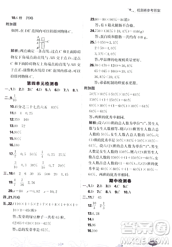 大連出版社2023年秋點石成金金牌每課通六年級數(shù)學(xué)上冊北師大版答案