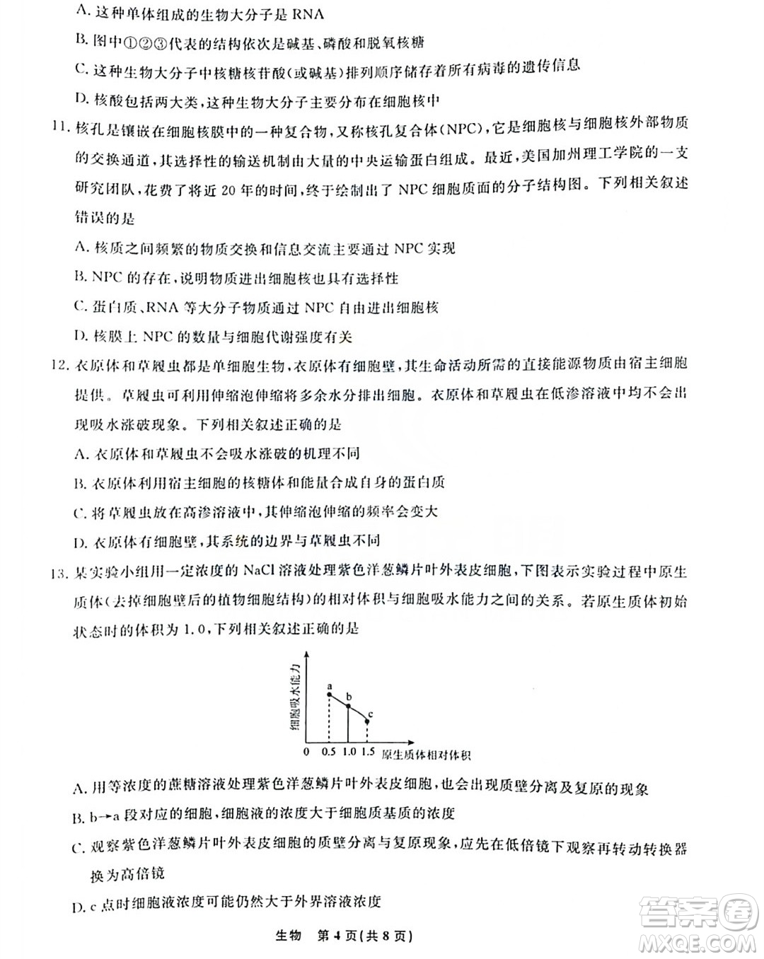 遼寧名校聯(lián)盟2023-2024年高一上12月聯(lián)考生物試卷答案