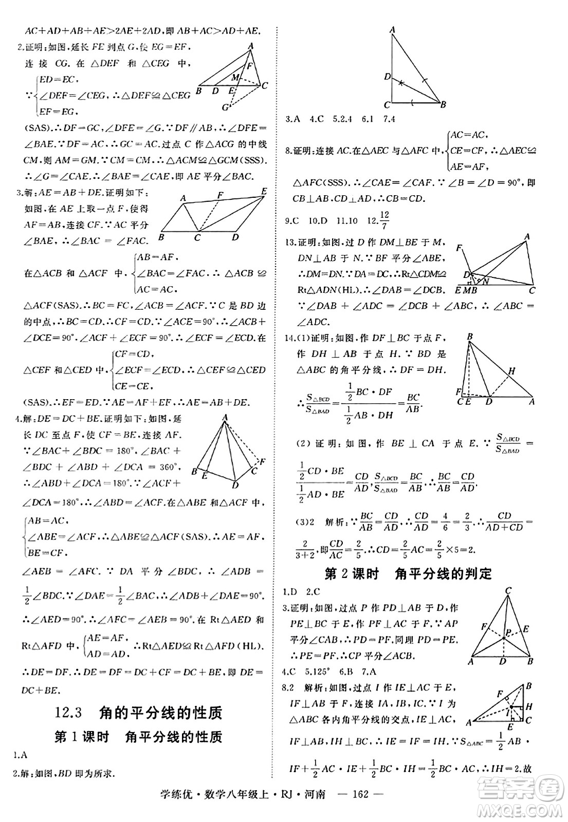 武漢出版社2023年秋學(xué)練優(yōu)八年級(jí)數(shù)學(xué)上冊(cè)人教版河南專版答案