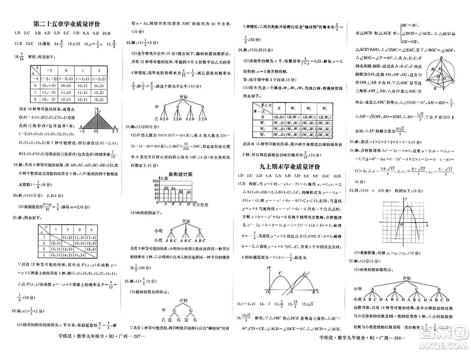 延邊大學(xué)出版社2023年秋學(xué)練優(yōu)九年級(jí)數(shù)學(xué)全一冊(cè)人教版廣西專版答案