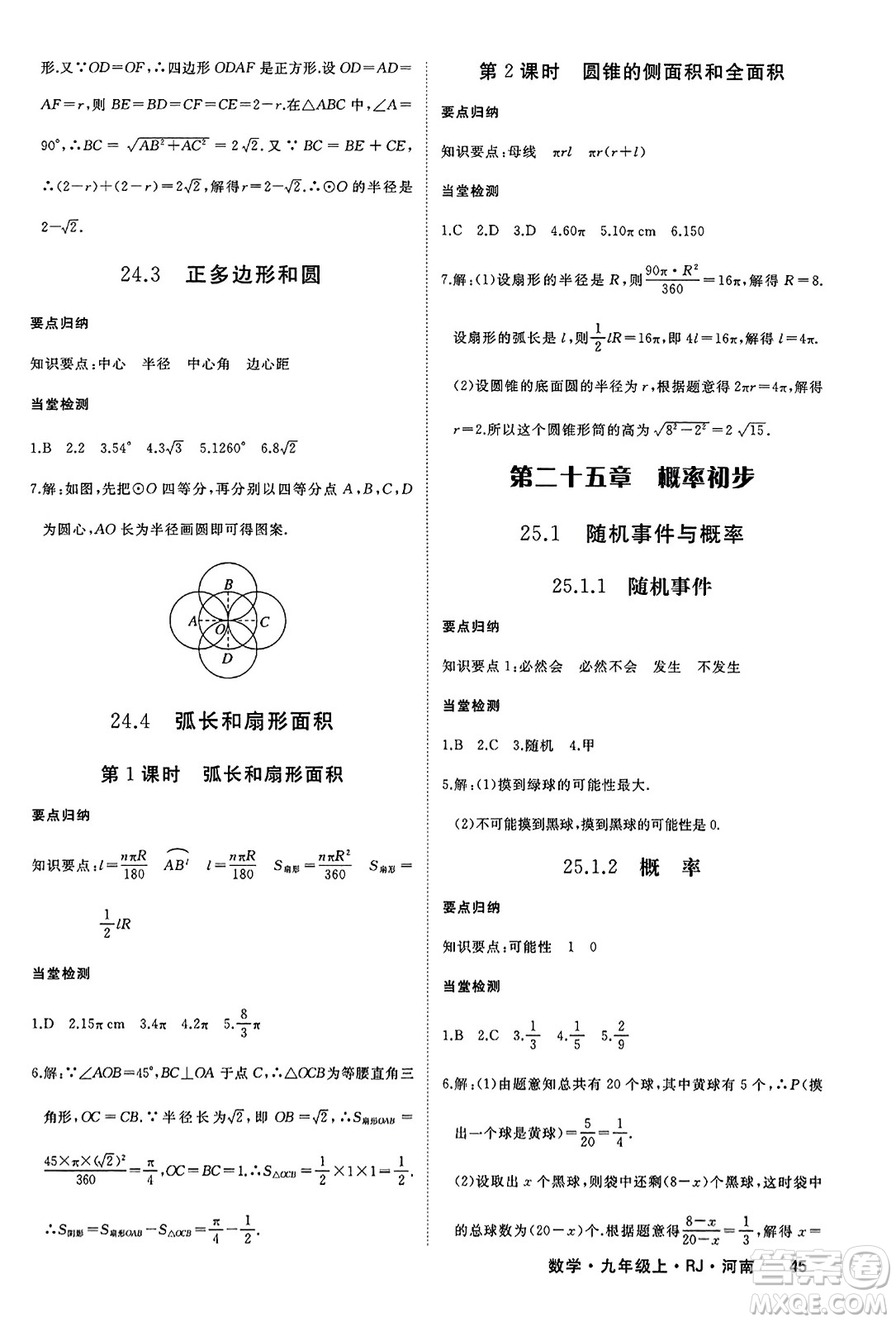 延邊大學出版社2023年秋學練優(yōu)九年級數(shù)學上冊人教版河南專版答案