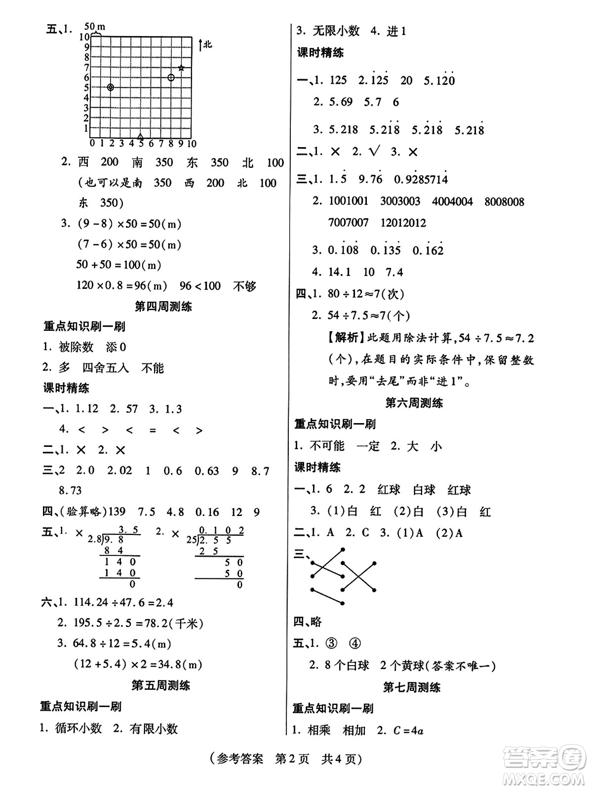 黑龍江美術(shù)出版社2023年秋黃岡金榜大考卷期末必刷五年級數(shù)學(xué)上冊人教版答案