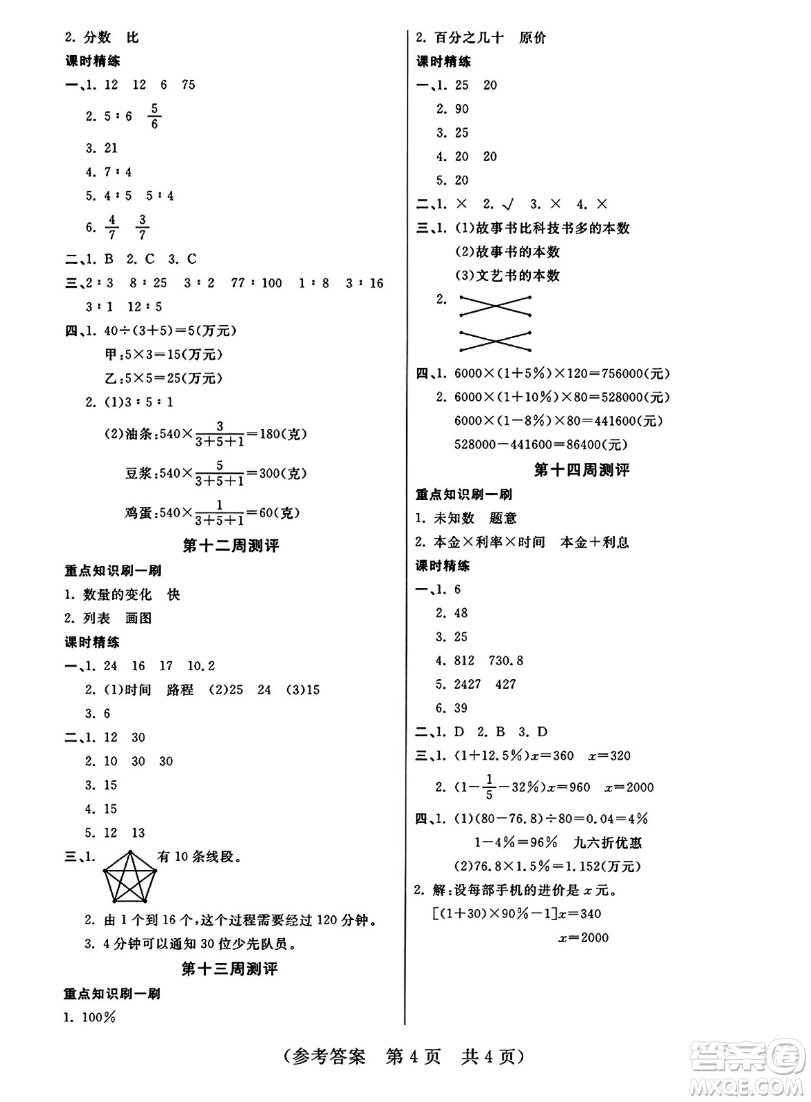 黑龍江美術(shù)出版社2023年秋黃岡金榜大考卷期末必刷六年級數(shù)學(xué)上冊北師大版答案