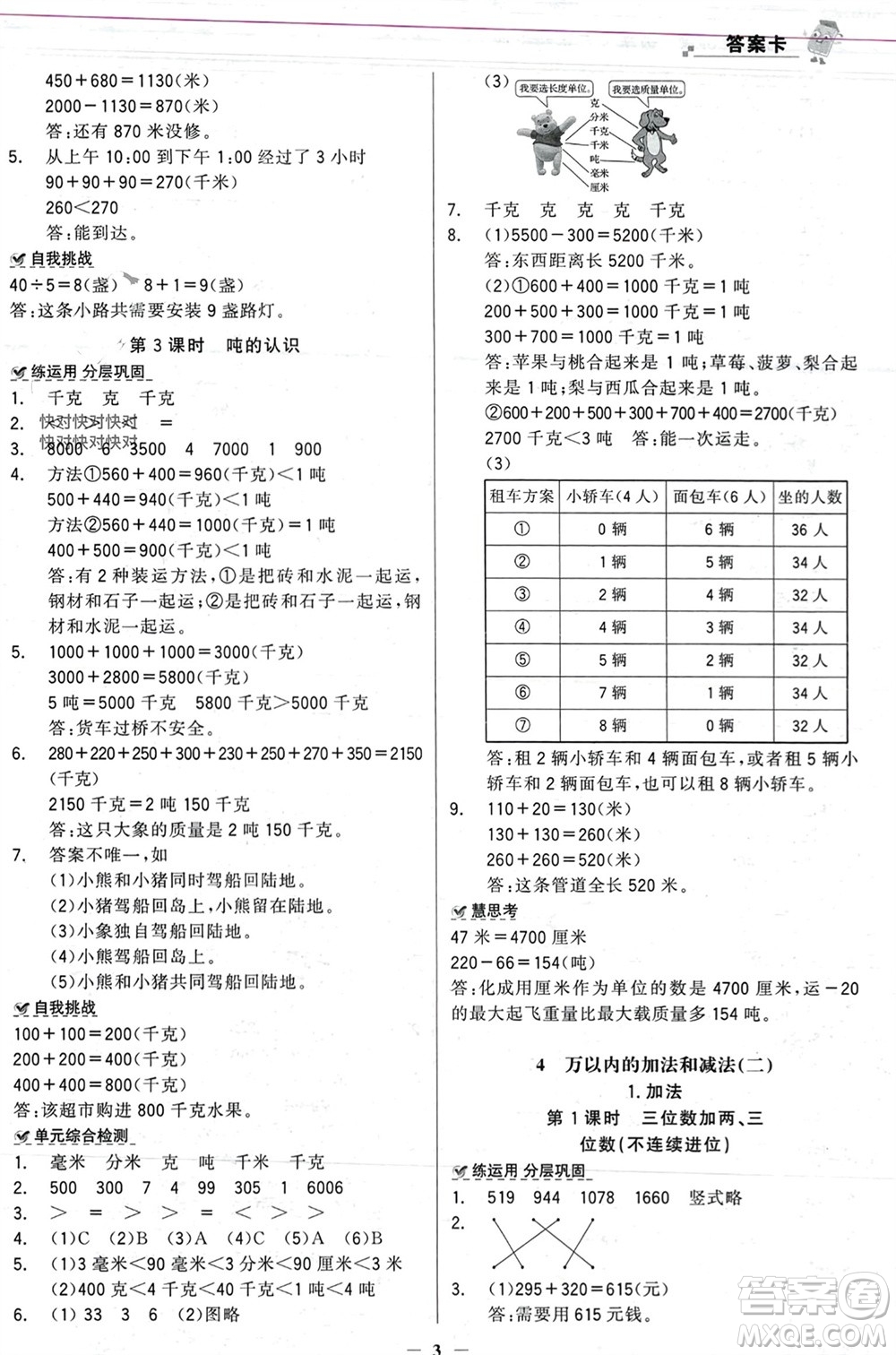 遼寧少年兒童出版社2023年秋世紀(jì)金榜金榜大講堂全彩筆記三年級數(shù)學(xué)上冊通用版參考答案