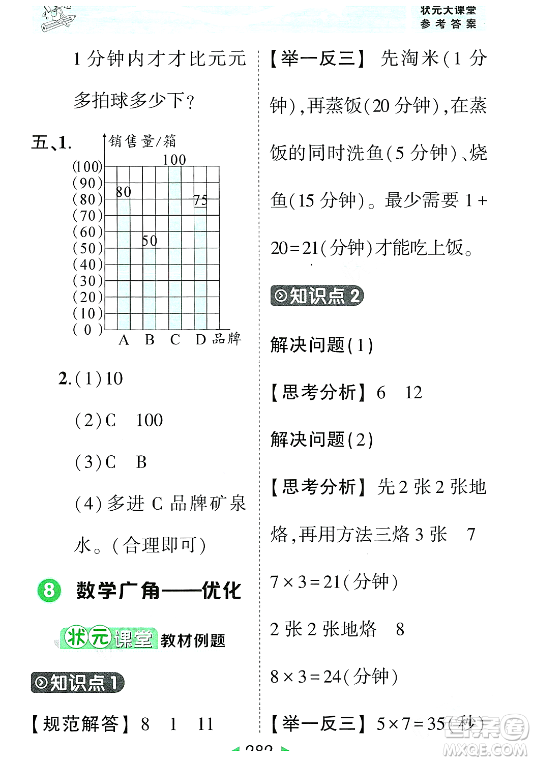 武漢出版社2023年秋狀元成才路狀元大課堂四年級(jí)數(shù)學(xué)上冊(cè)人教版答案