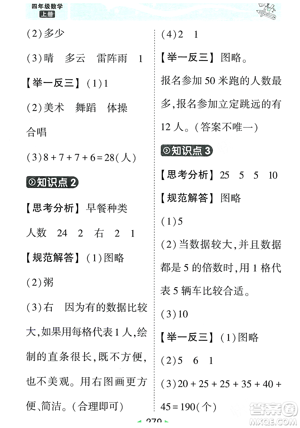 武漢出版社2023年秋狀元成才路狀元大課堂四年級(jí)數(shù)學(xué)上冊(cè)人教版答案