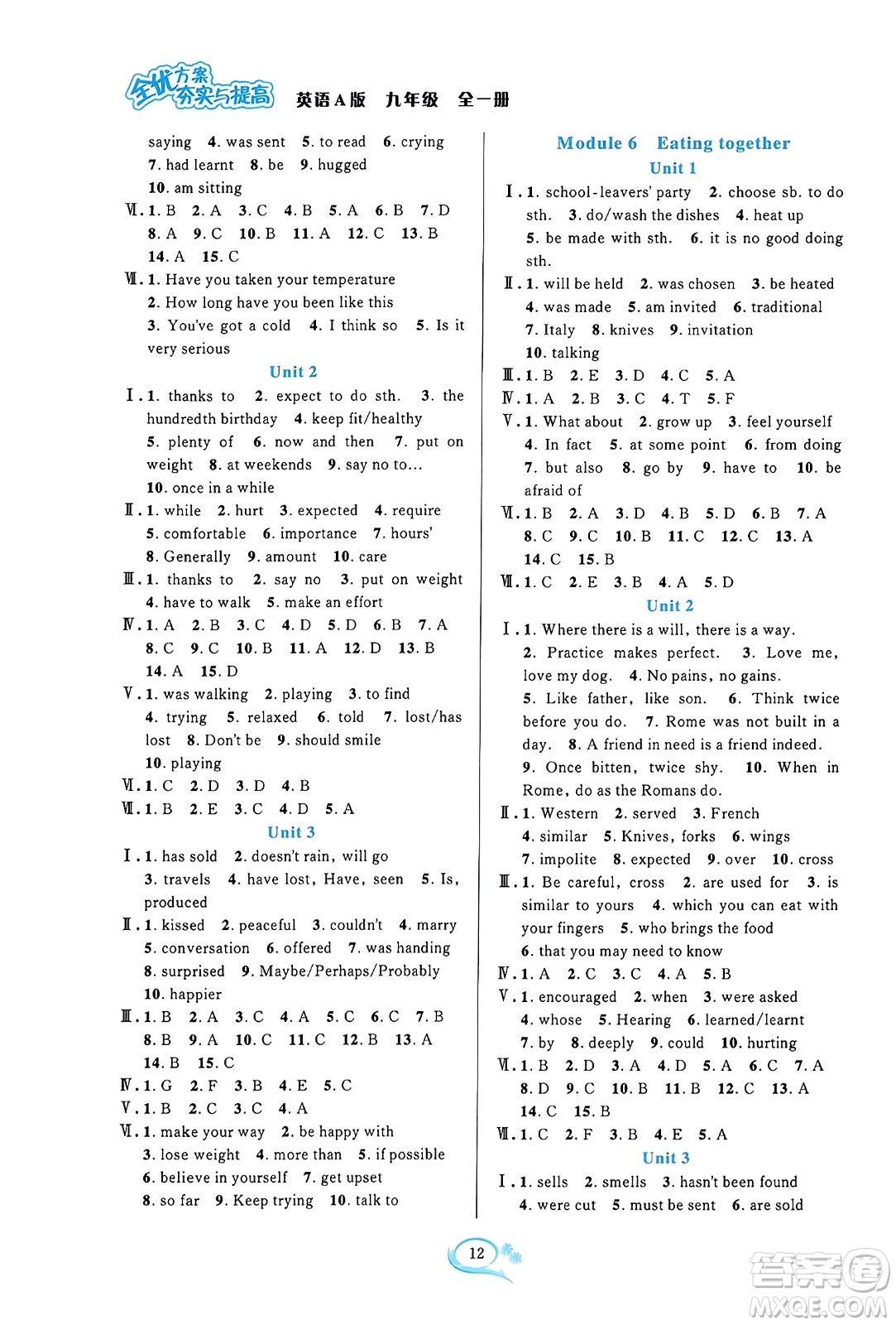 華東師范大學(xué)出版社2023年秋全優(yōu)方案夯實(shí)與提高九年級(jí)英語(yǔ)全一冊(cè)外研版A版答案