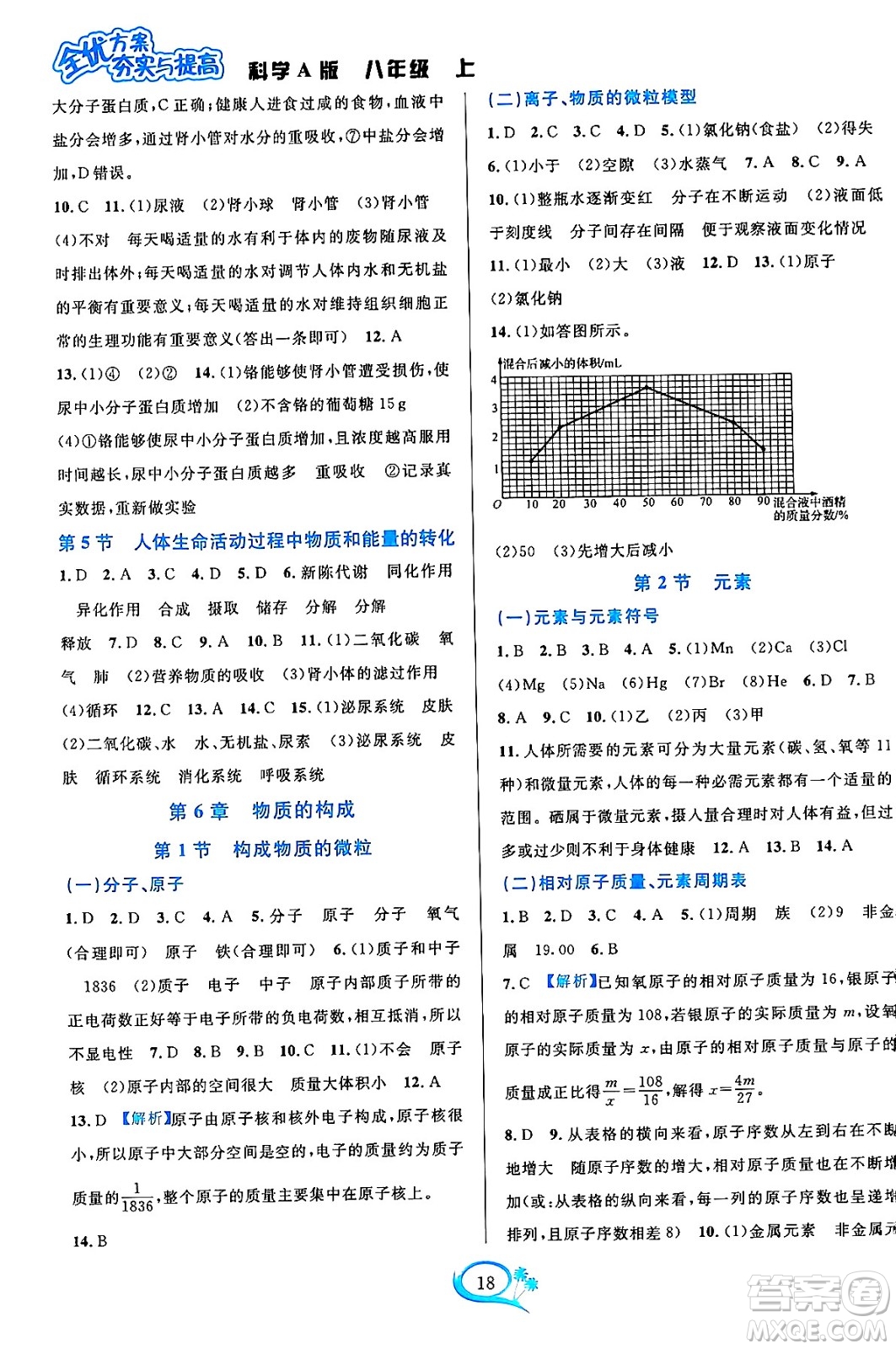 華東師范大學(xué)出版社2023年秋全優(yōu)方案夯實(shí)與提高八年級科學(xué)上冊華東師大版A版答案