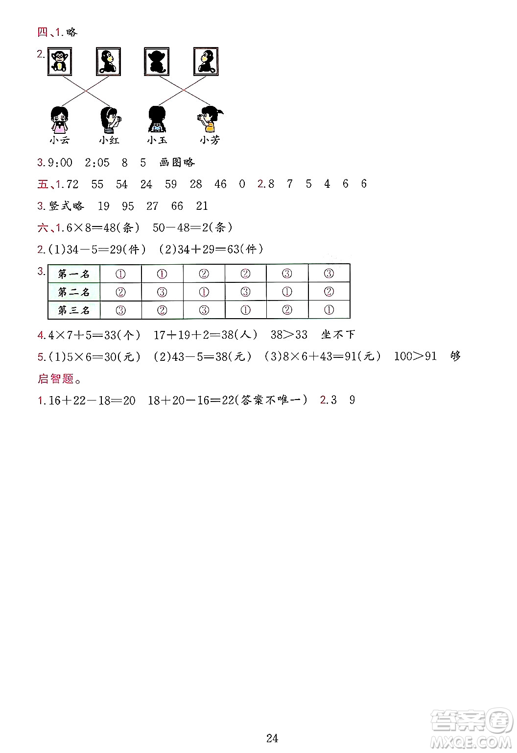 浙江教育出版社2023年秋全優(yōu)方案夯實(shí)與提高二年級(jí)數(shù)學(xué)上冊(cè)人教版答案