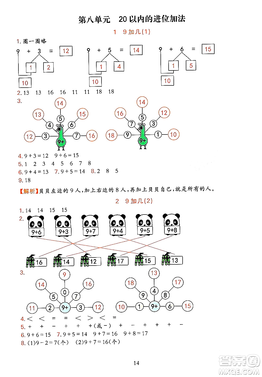 浙江教育出版社2023年秋全優(yōu)方案夯實(shí)與提高一年級(jí)數(shù)學(xué)上冊(cè)人教版答案