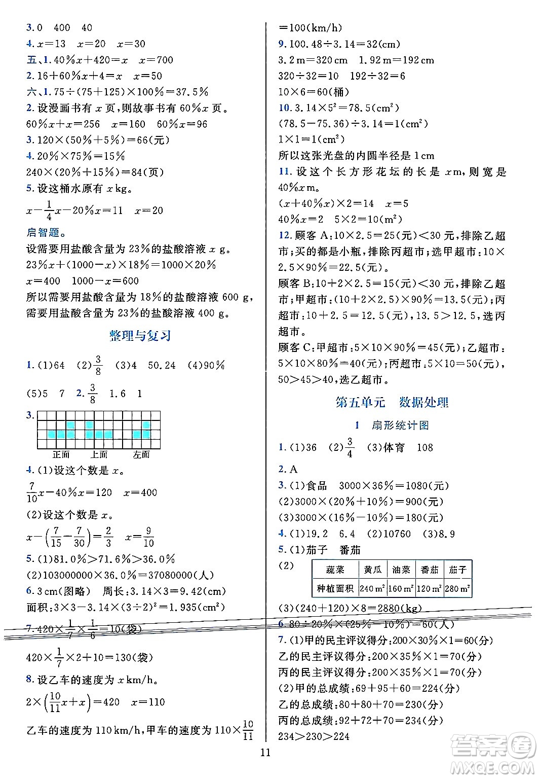 浙江教育出版社2023年秋全優(yōu)方案夯實與提高六年級數(shù)學上冊北師大版答案