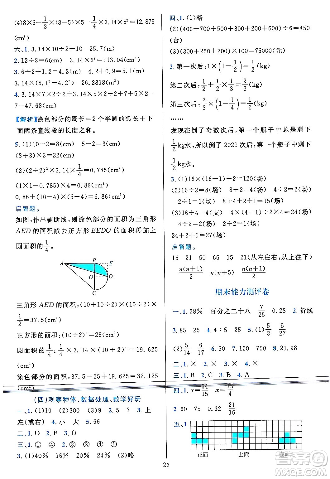 浙江教育出版社2023年秋全優(yōu)方案夯實與提高六年級數(shù)學上冊北師大版答案