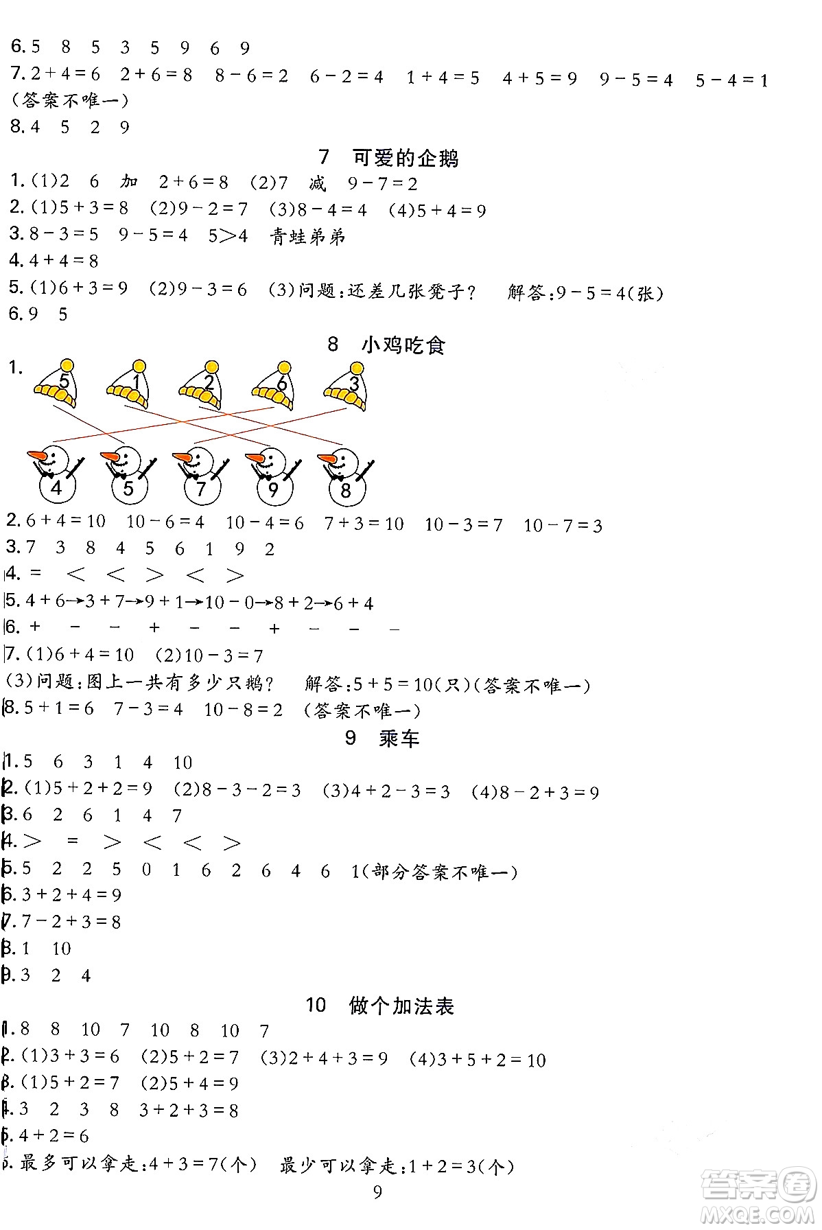 浙江教育出版社2023年秋全優(yōu)方案夯實與提高一年級數(shù)學(xué)上冊北師大版答案