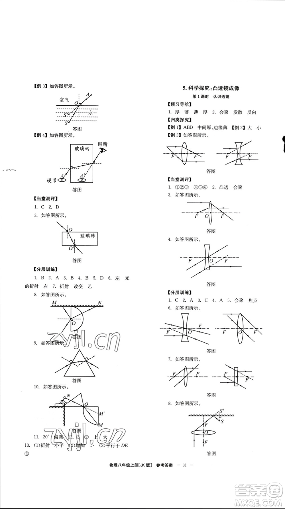 北京時代華文書局2023年秋全效學習學業(yè)評價方案八年級物理上冊教科版參考答案