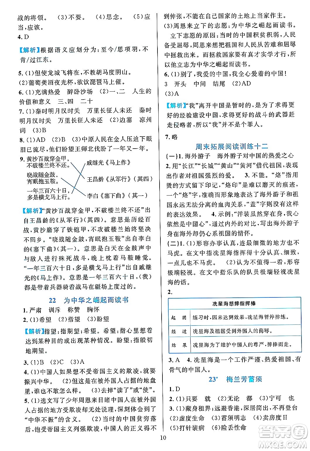 浙江教育出版社2023年秋全優(yōu)方案夯實(shí)與提高四年級(jí)語文上冊(cè)通用版答案