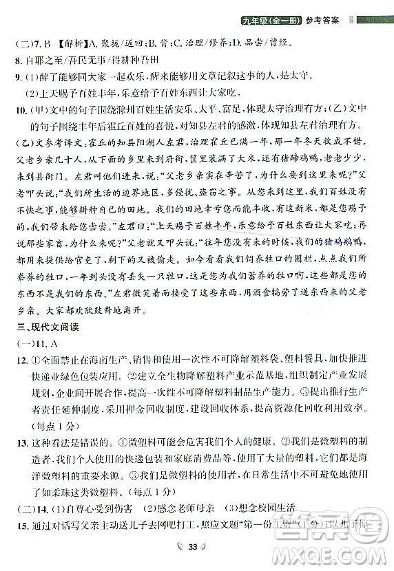 延邊大學(xué)出版社2023年秋點(diǎn)石成金金牌奪冠九年級(jí)語(yǔ)文全一冊(cè)人教版遼寧專版答案