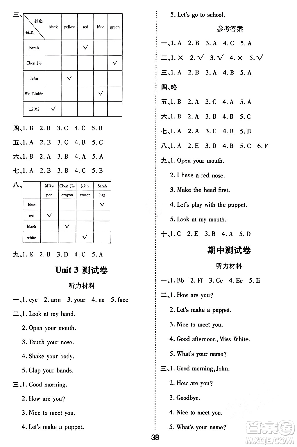 古州古籍出版社2023年秋黃岡課課練三年級(jí)英語(yǔ)上冊(cè)人教PEP版答案