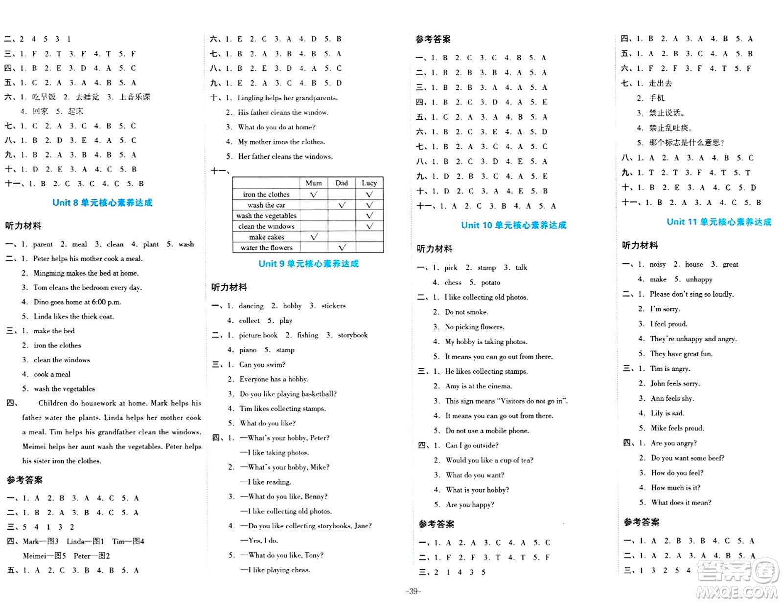 湖南教育出版社2023年秋學(xué)科素養(yǎng)與能力提升五年級(jí)英語上冊(cè)湘少版答案