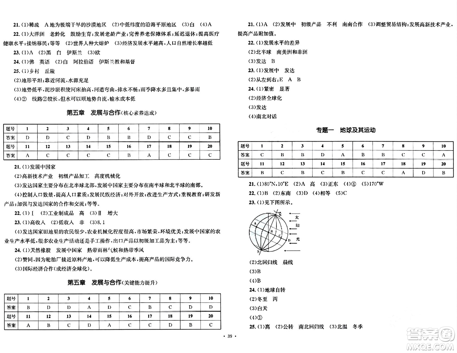 湖南教育出版社2023年秋學科素養(yǎng)與能力提升七年級地理上冊人教版答案