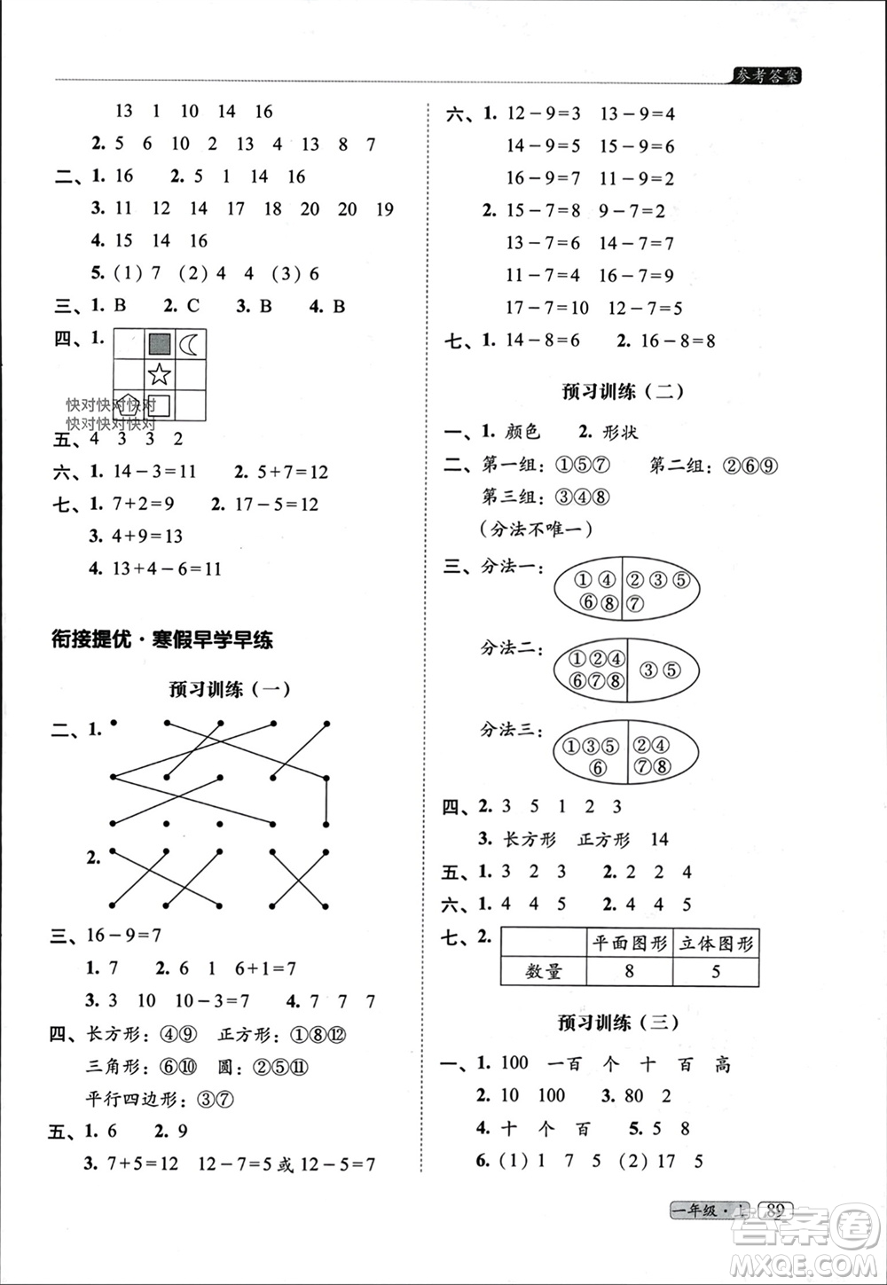 長(zhǎng)春出版社2023年秋68所助學(xué)叢書(shū)小學(xué)名校期末考試真題真卷精編一年級(jí)數(shù)學(xué)上冊(cè)人教版參考答案