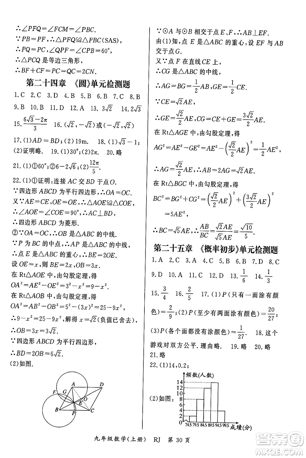 吉林教育出版社2023年秋啟航新課堂九年級數(shù)學(xué)上冊人教版答案